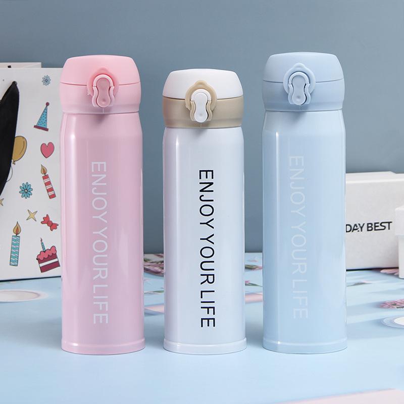Large Capacity Water Cup Thermos Cup 500ml Vacuum Flasks Portable Stainless Steel Thermos Cup Water Bottle Travel Tea Mug Office Thermos Cup