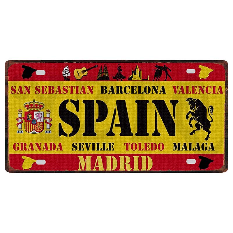 YZFQ Mexico Spain Metal Tin Sign Colombia USA Poster For Wall Restaurant Bar Home Decor 30X15CM Customizable DC-1512A