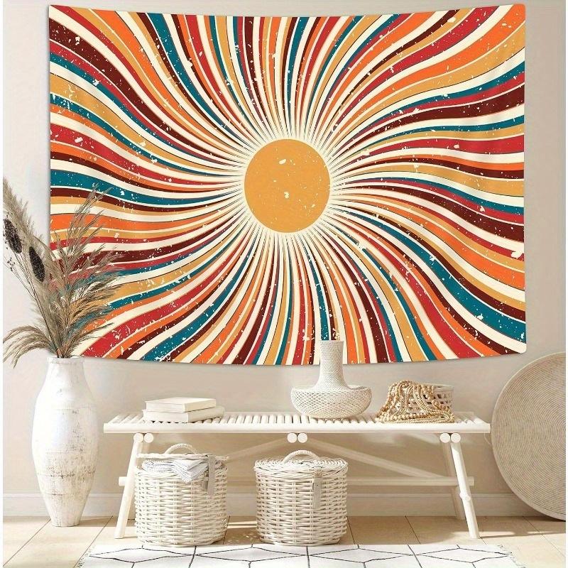 VIKAMA Vintage Sun Ray Tapestry BohemianStyle Sun Curtain Aesthetic Decoration For Living Room Or Dormitory