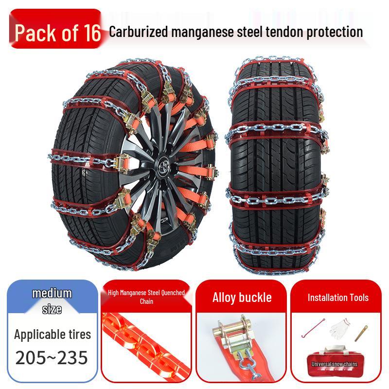 Manganese Steel & Tendon Full Protection Anti-skid Tire Chains for Cars, SUVs, Pickups, Sedans & Off-Road Vehicles