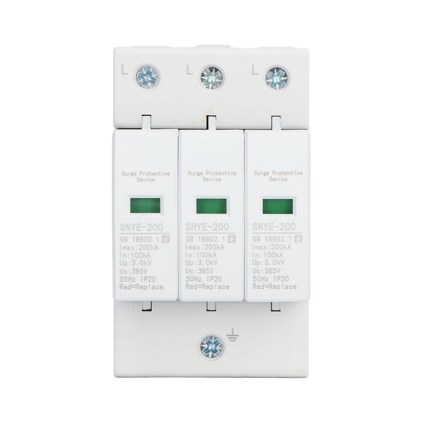 

Surge Protector PC Shell Visual Window Insulated Terminal Plug in Design AC Protective Arrester Device White 200KA 3P