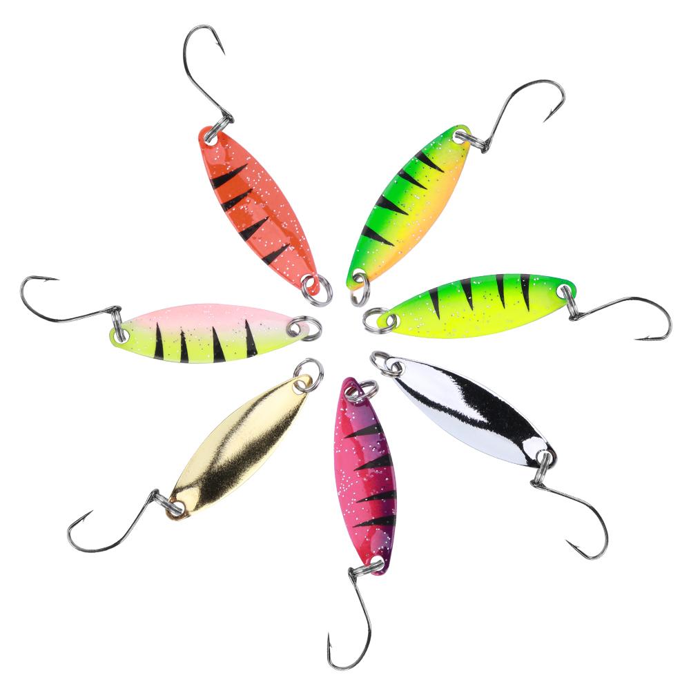 7Pcs Multicolor Sequin Single Hook Metal Artificial Spoons Lure Bait Fishing Tackle
