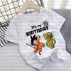 Dragon Ball Goku T-shirt for Children Birthday Figure Tee Top Boy Girl Clothes Anime Short Sleeve Kids White Loose Gift