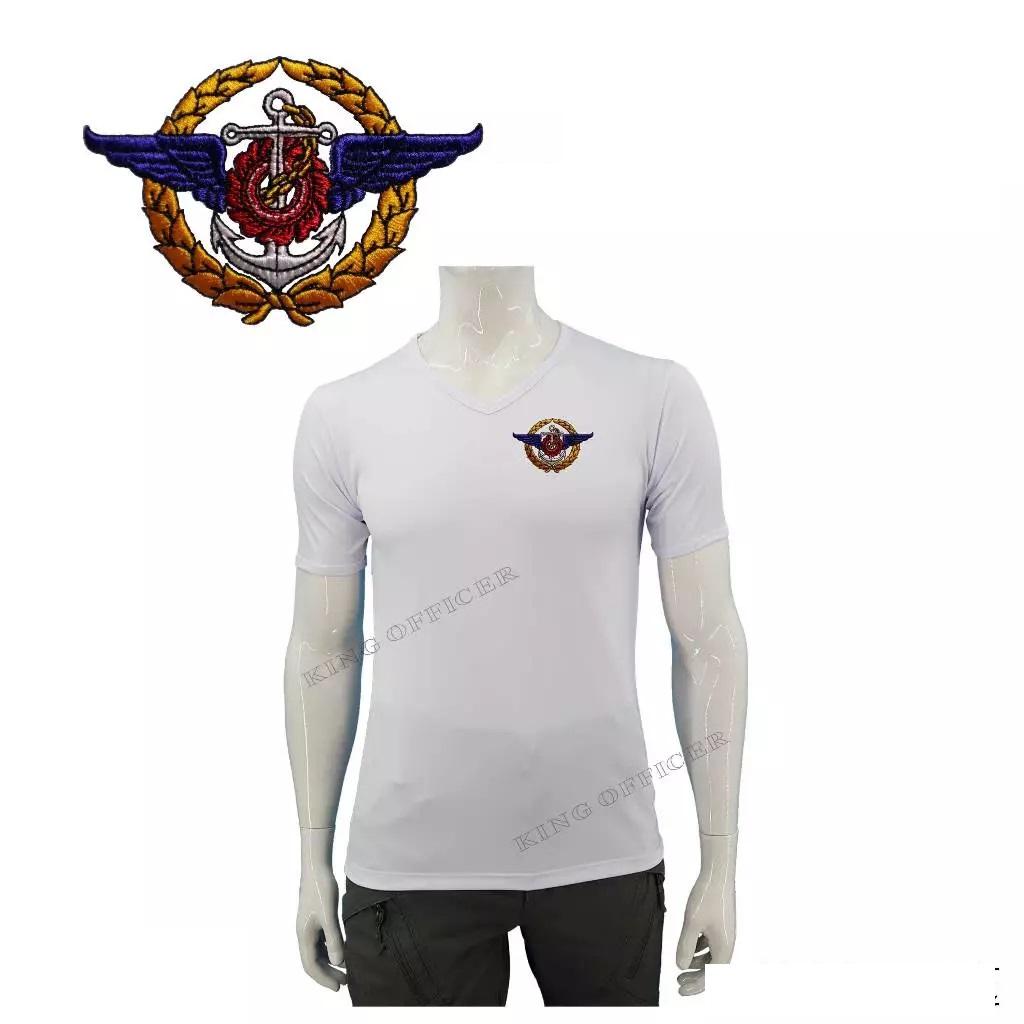 T-Shirt mit gesticktem Emblem der thailändischen Streitkräfte, Militärsoldat, Thailand-Flagge, Unterhemd, V-Ausschnitt, Aufdruck, kurzärmlig, schnelltrocknend, Uniform für Herren und Damen, Unisex