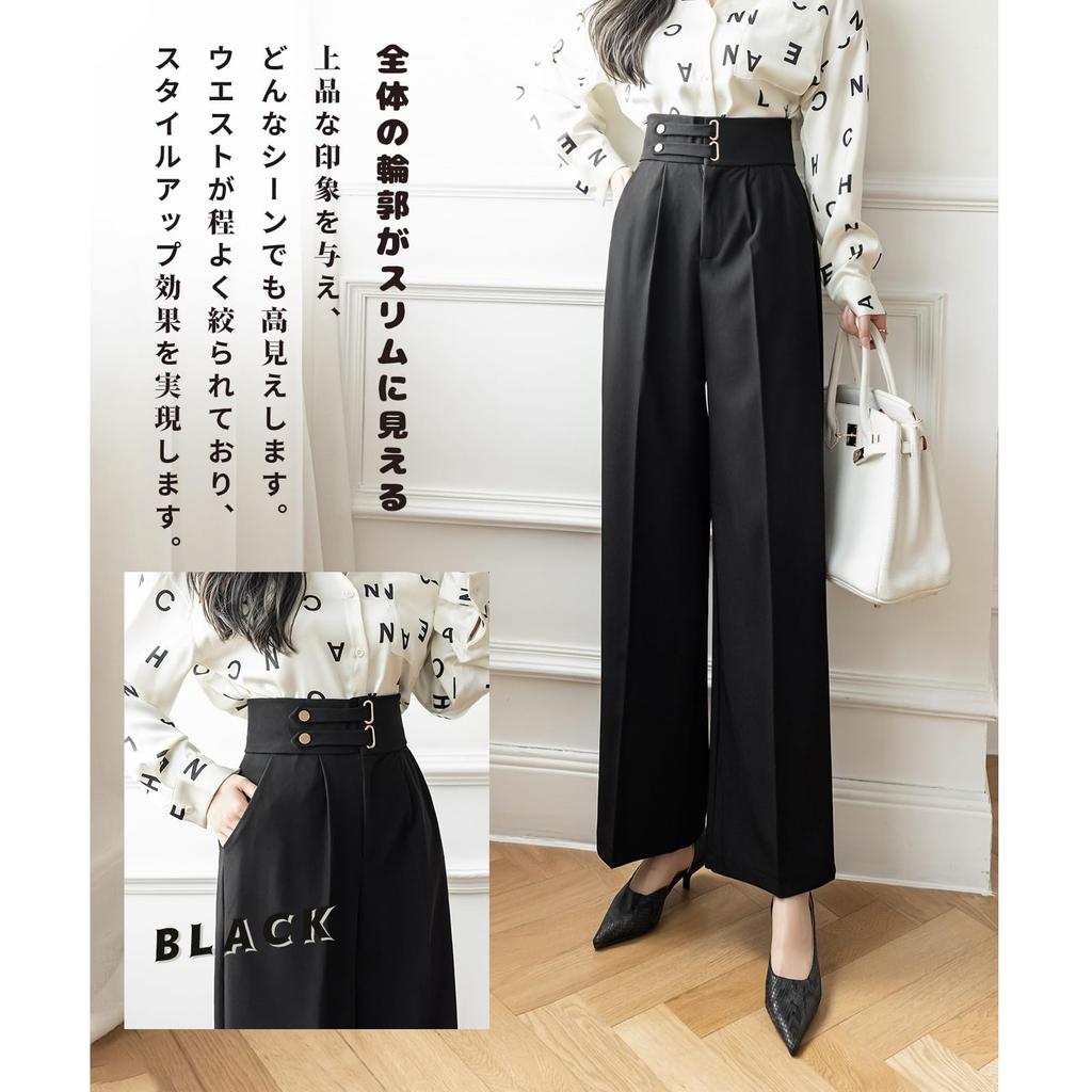 MEME XTRA Suit Flattering Plus Straight Loose Center Solid Mature Intellectual Business Style Women's Pants, High-Waisted, Long, Wide-Leg Pants, Legs,