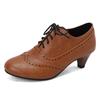 Britischer Stil Runde Zehenpartie Schnürschuhe Damen 5CM Mittelhoch Absatz Frühling Herbst Damen Freizeitschuhe Größe 43 Damenschuhe WSH5269