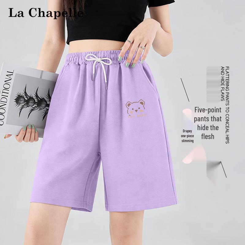 

La Chapelle Women s Shy Pixel Bear Drawstring Shorts L