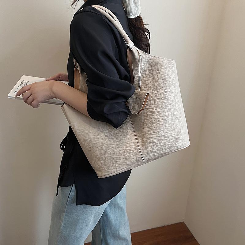 Large Capacity Tote Bag, New Fashionable Versatile Bucket Bag, Shoulder Bag, Solid Color Underarm Bag.