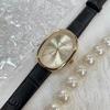 Oval-shaped watch strap, stylish and elegant scale model, high-end simple quartz watch for women, ladies stainless steel watch