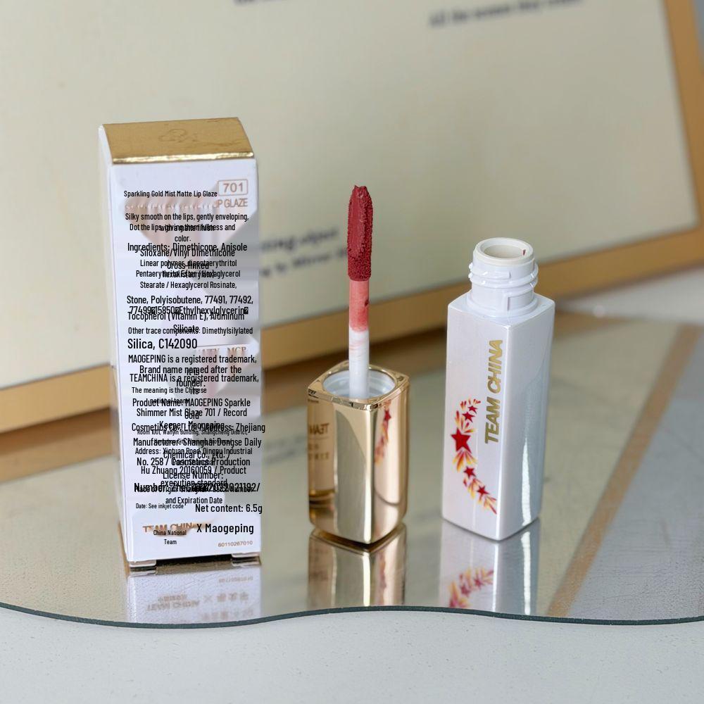 Mao-Ping Team Sparkle Gold Radiance Matte Lip Glaze - Soft Mist Genuine Floral Lipstick
