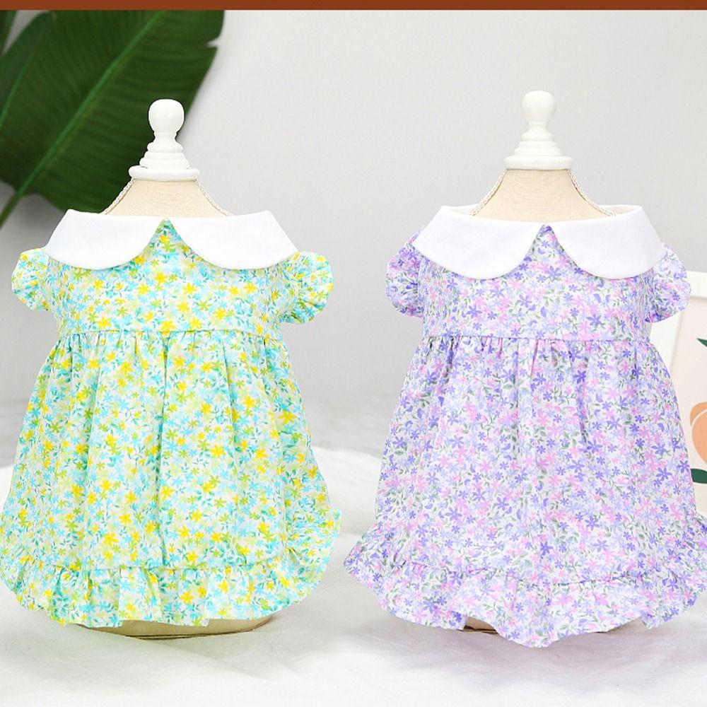 Soft Pet Summer Princess Skirt Cotton Cat Floral Dress Comfortable Pet Vest  Small Animal