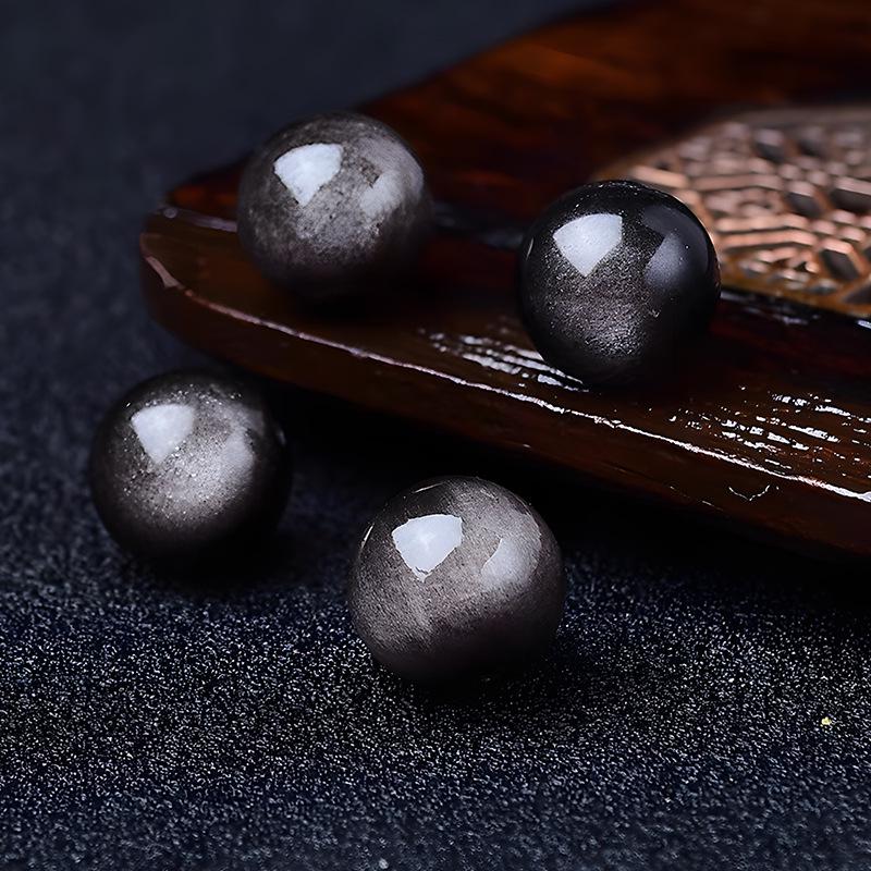 

Натуральный серебристый обсидиан, круглые рассыпные бусины для DIY ювелирных аксессуаров 8MM Natural Silver Obsidian