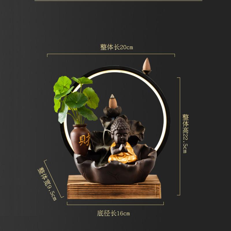 Luxusní světlo Nové Buddha Ruční Zpětný Proud Kadidlo Hořák LED Lampa Kroužek Domácí Dekorace Fialový Písek Zen Kadidlo Hořák Kadidlo Table