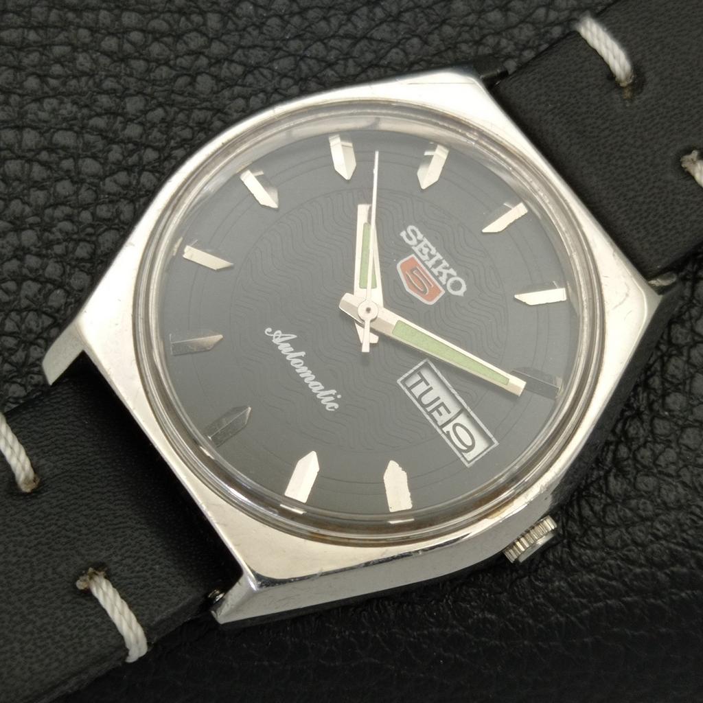 Seiko 5 AUTOMATIC VINTAGE 6309A JAPAN MENS BLACK COLOR DIAL WATCH A701232-5 R206a-a701232