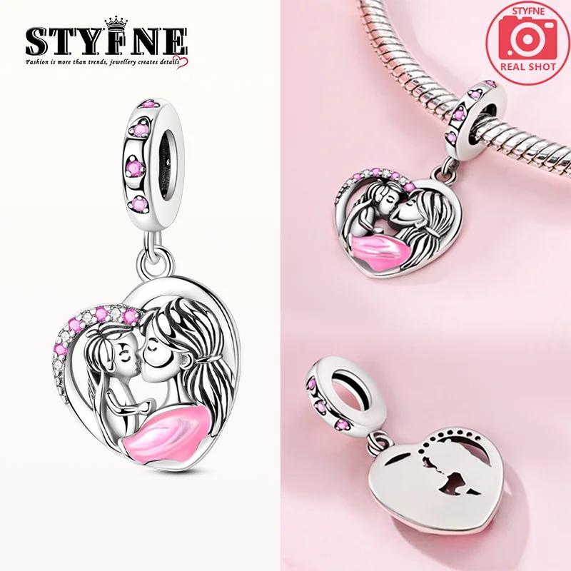 Charms Platapink Motherly Love Heart-Shaped Pendants Fit Originalbracelets Charms For Women Jewelry Diy Making Gifts
