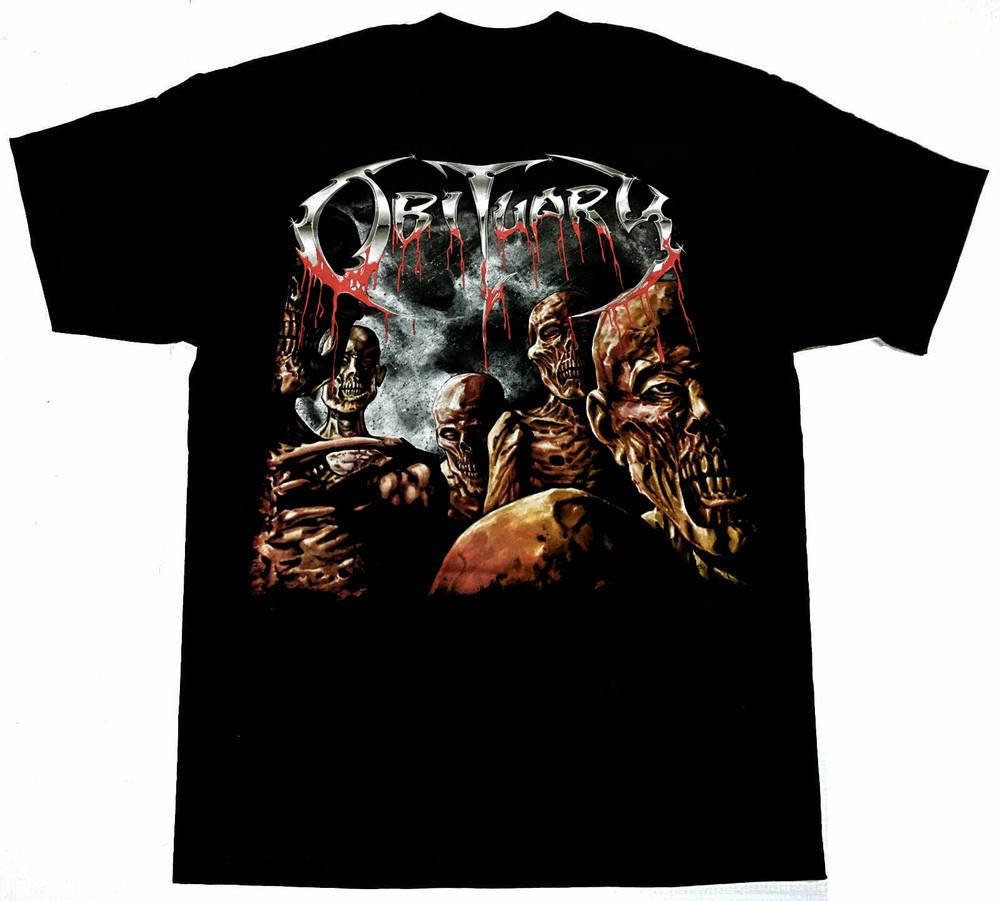 Винтажная футболка с принтом группы Obituary Back from the Dead Черная Классическая Унисекс S-5XL Унисекс Футболка XXXXL