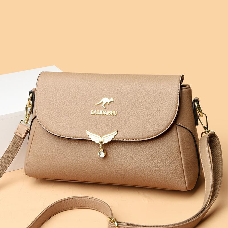 New Shoulder Bag Fashionable Crossbody Bag Women's Soft Leather Bag Middle-aged Mother Bag Versatile Square Bag