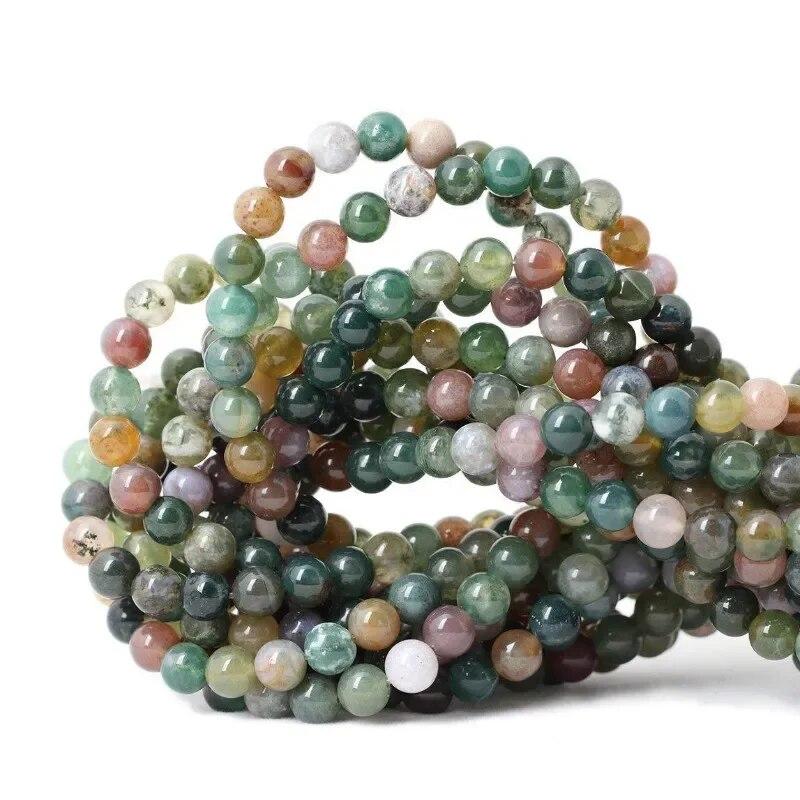 Natural Round India Agate Loose Beads 4/6/8/10 Mm for Jewelry Making DIY Beadbracelet and Exquisite Gift