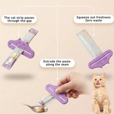 3D-gedruckter Katzenfutterbeutel-Schaber Katzenohrenform Sauberer Überreste-Reduzierer Universeller Katzenleckerli-Streifen Nassfutterbeutel-Quetscher-Extraktor Haustierbedarf