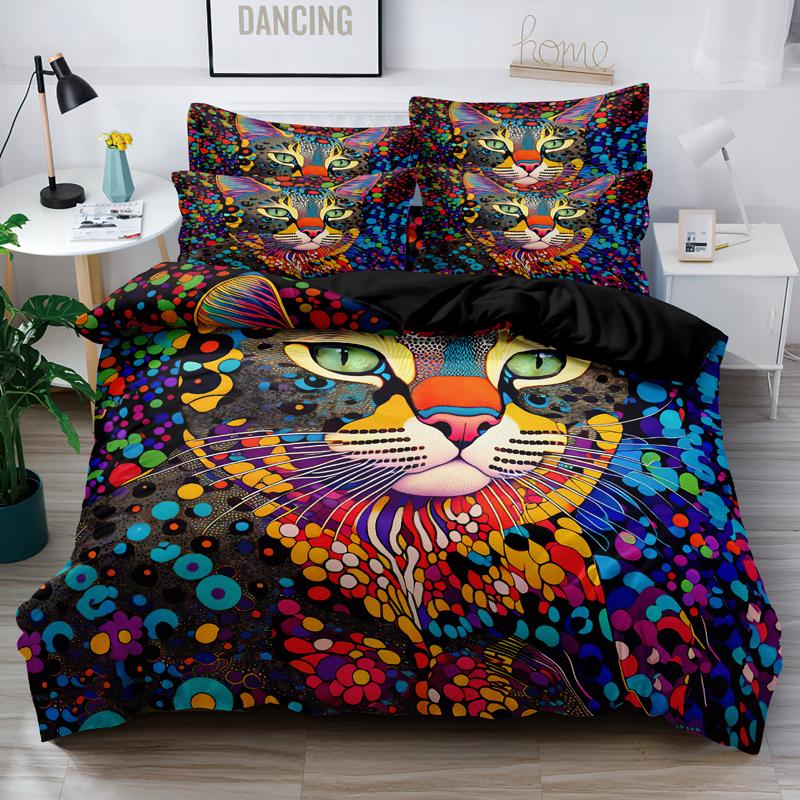 3-Piece Simple Modern Skull Animal Pattern Digital Printed Down Duvet Cover Set,Bedding Set(1 Down Duvet Cover+2 Pillowcases)