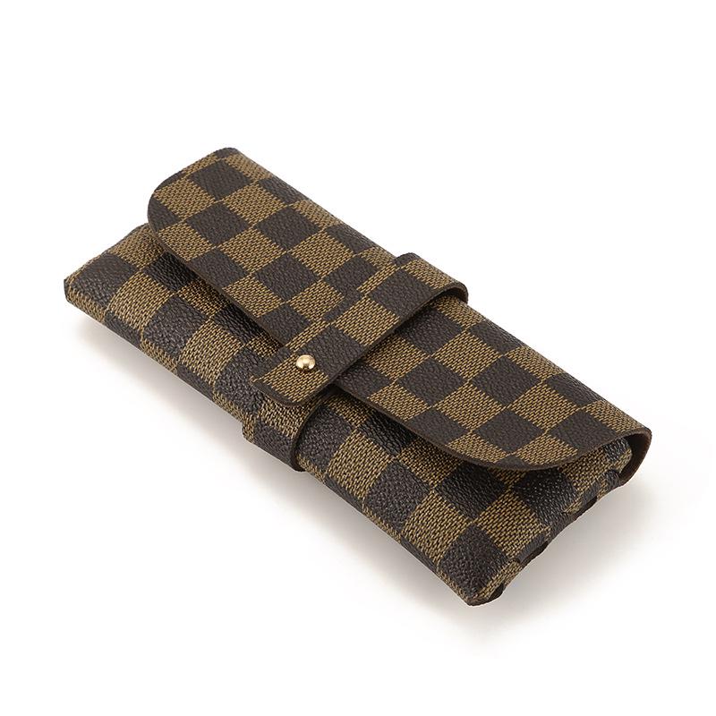 Black Leather Eyeglass Case, PVC Snap Button Soft Case with Logo Printing Option for Sunglasses.