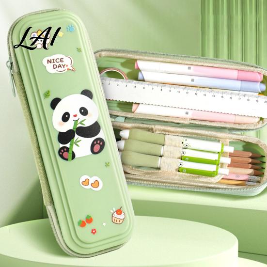 Durable School Supplies Pouch Kids Pencil Case with Multi Compartment Astronaut/Rabbit/Panda/Cat Cartoon Back To Gift for Girls Pattern Print