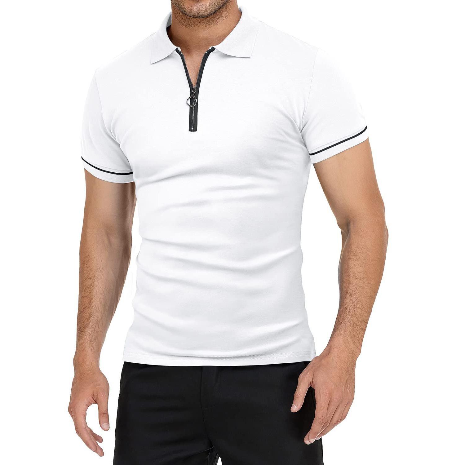 

Summer New Men s Polo Shirt Thin Short-sleeved T-shirt Men s Lapel Solid Color Slim-fit T-shirt Top S