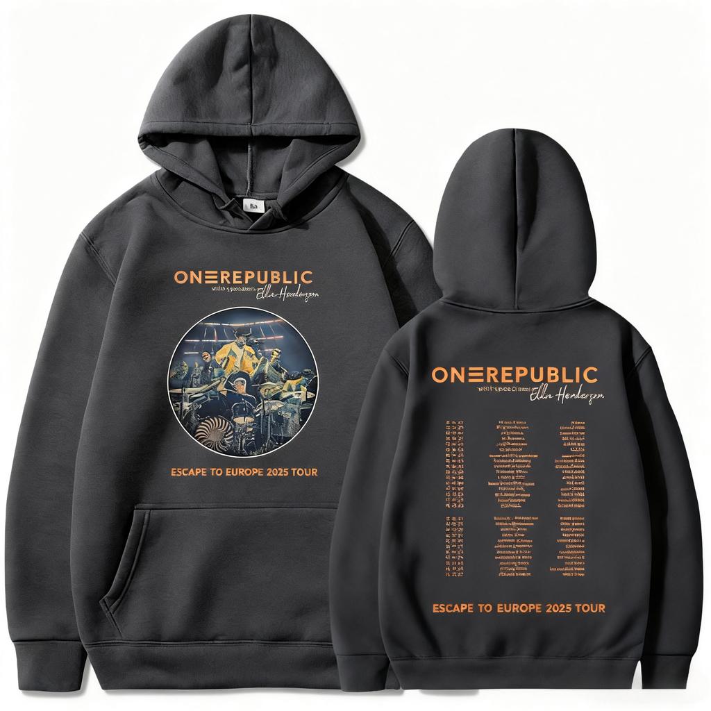 OneRepublic Escape To Europe Tour Hoodies New Autumn Casual Male Sweatshirts Long Sleeve Band Printing Sudaderas Unisex Hoodie