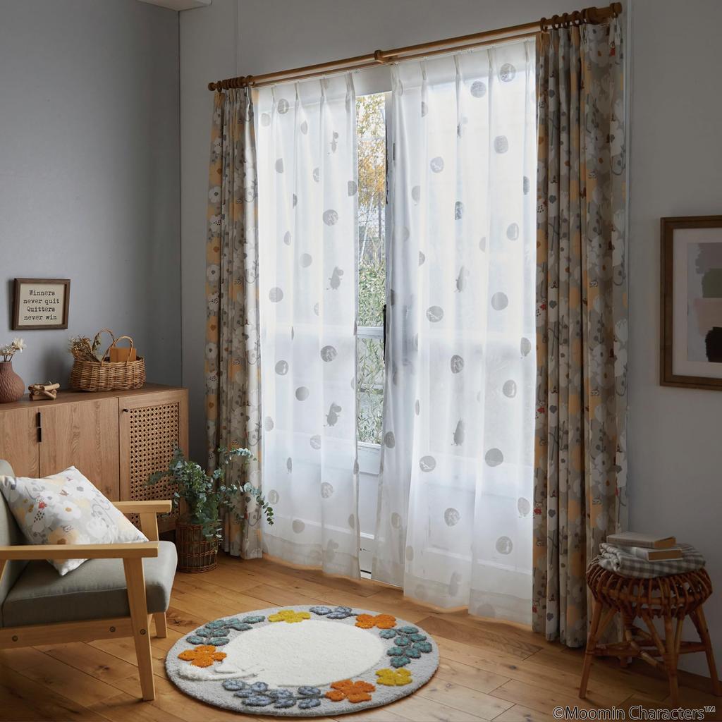 Suminoe MOOMIN Buttocks Dot Voile Sheer 1 100 X 198 Curtains, Panel, Cm, W, 342-74324