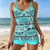 Women's Swimwear Tankini 2 Piece Swimsuit Exotic Stripes  Print Vacation Bathing Suits