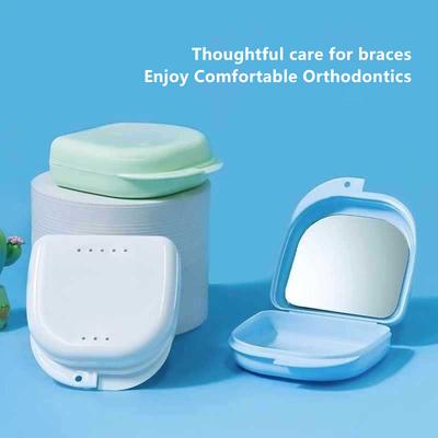 1/5 Pcs Denture Tray Box With Mirror Dental Retainer Case Plastic Teeth Container Denture Box False Teeth Protective