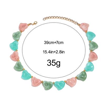 Nuevo Collar Gargantilla de Cuentas Irregulares de Corazón Acrílico para Mujer Cadena de Clavícula de Amor de Resina de Moda Collar Regalo de Joyería para el Día de San Valentín