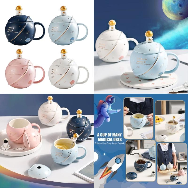 400ML Novelty Space Mug Space Themed Water Cup Astronaut Coffee Cup Ceramic Material Perfect for Water Milk Beverages
