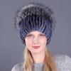 Autumn and Winter Women's Rabbit Fur Cap Casual Warm Ear Protection Knitted Caps