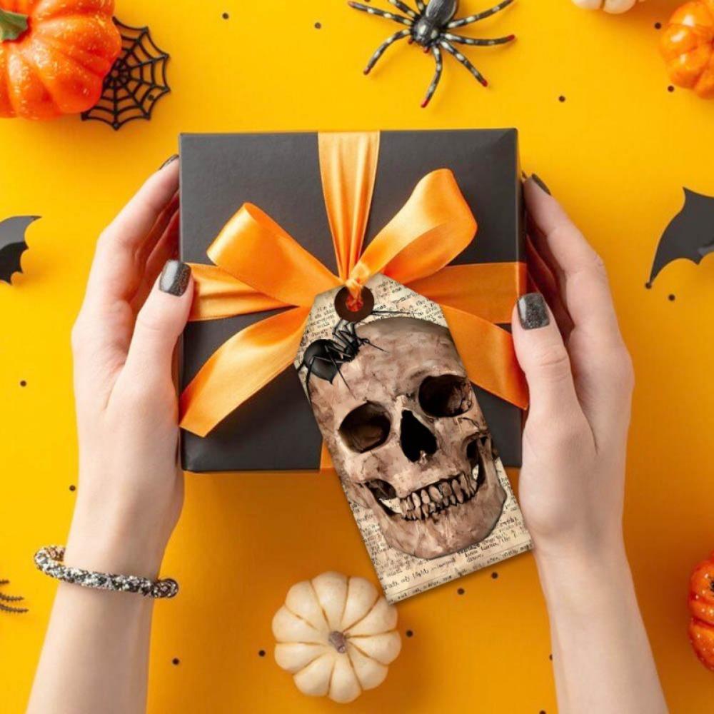 12pcs Single Side Halloween Packing Tags Vintage Pendant Tag Halloween Paper Hanging Tag Home