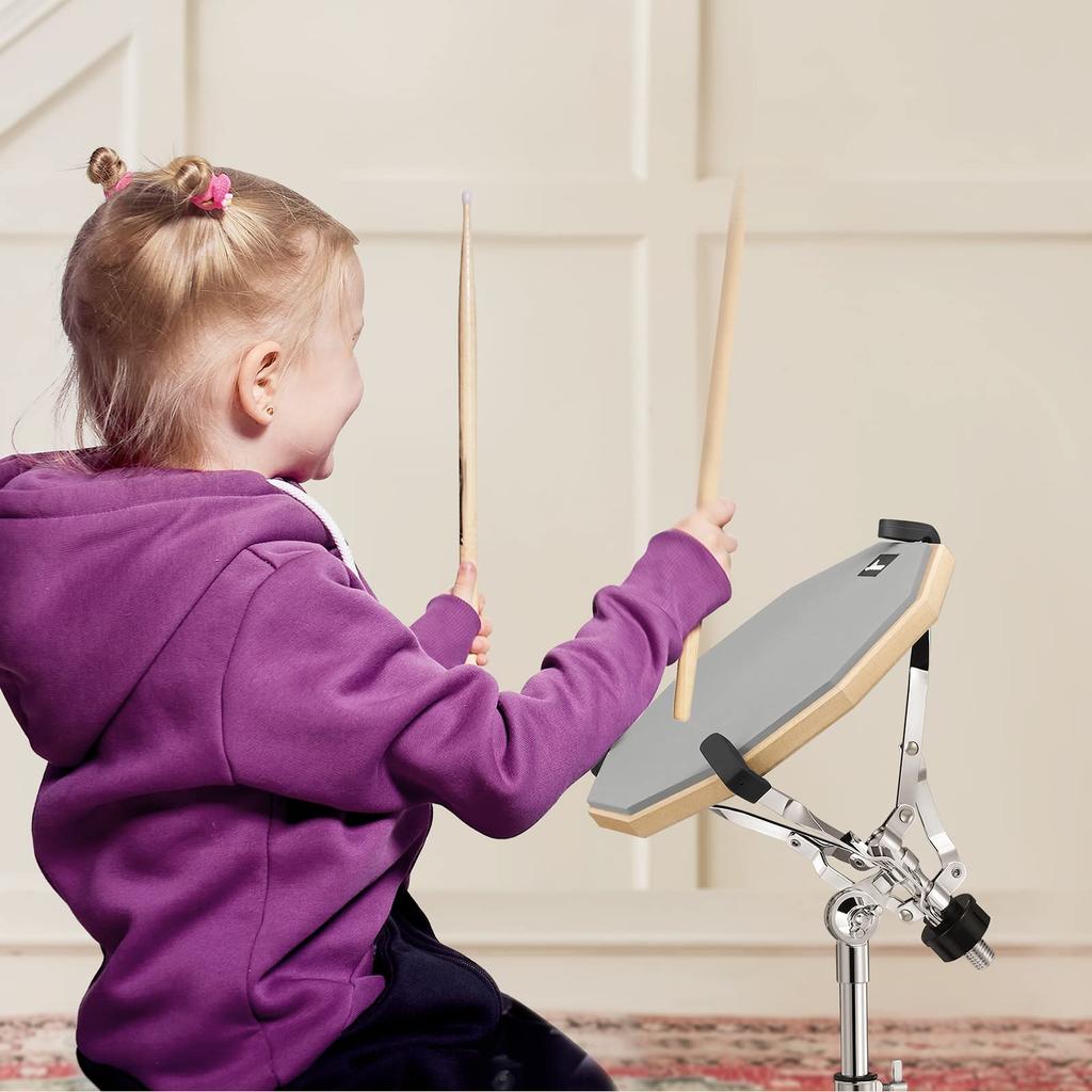 Donner Drum Practice Pad for Quiet Snare Drum Stand Portable Drum 3 Pairs of Drum 6 Drum Gels Training, Kit, Backpack, Sticks, (12 Inch)