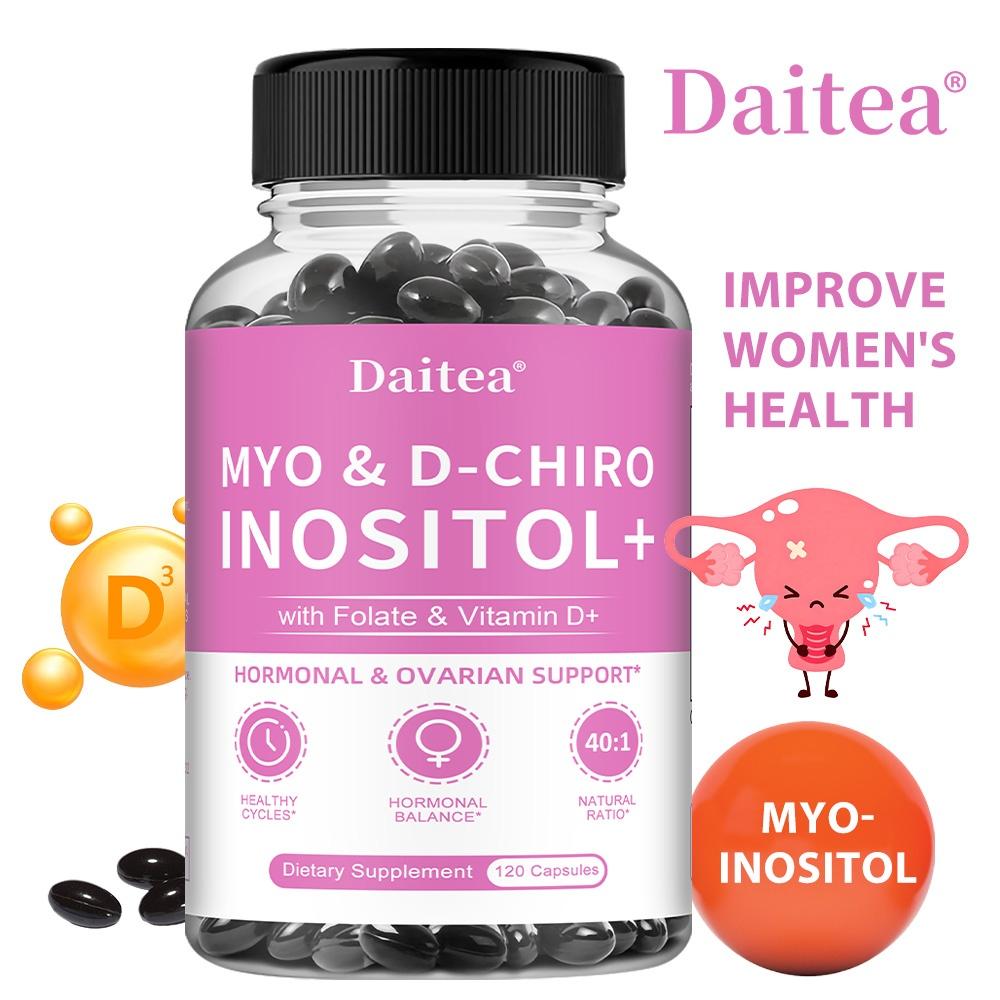 Daitea Myo & D-Chiro Inositolo Softgel, 2000mg, con Folato e Vitamina D3, 40:1, 120 Capsule