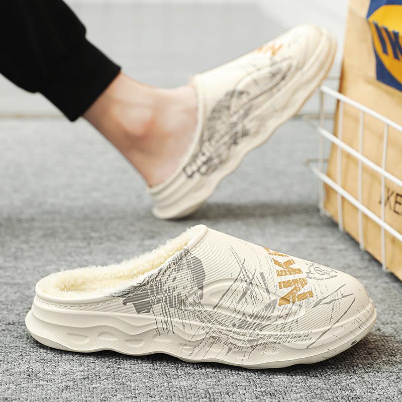 Fashion Winter Slippers For Men Eva Casual Shoe Indoor Ourdoor Warm Plush Non-slip Platform Waterproof Young Fashion Footwear New Style