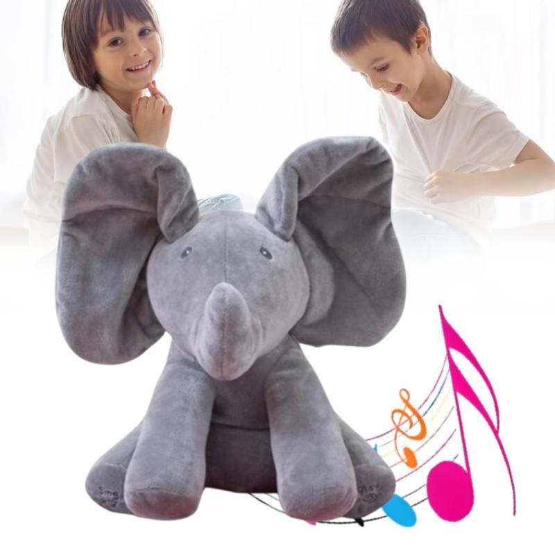 Elephant Hide And Seek Singing Plush Toy With Pp Cotton Filling For Kids Playtime