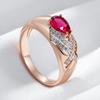 Unique Ethnic Bride Red Natural Zircon Ring For Women Fashion  Rose Gold  Color Mix Daily Jewelry Crystal Gift