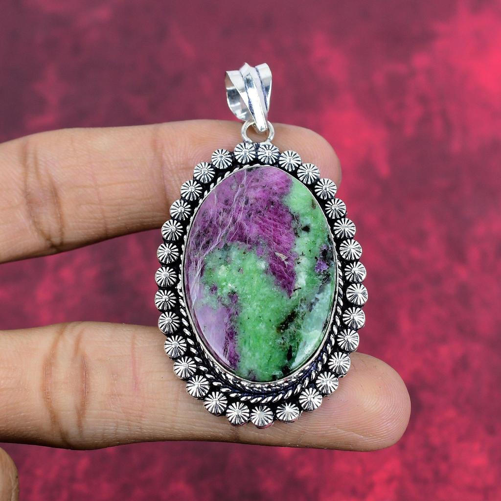 Joyería de Rubí Zoisita, Plata de Ley 925 Sólida, Encantadora Joyería de Piedras Preciosas, Colgante de Cadena Hecho a Mano, Regalo Para Chica