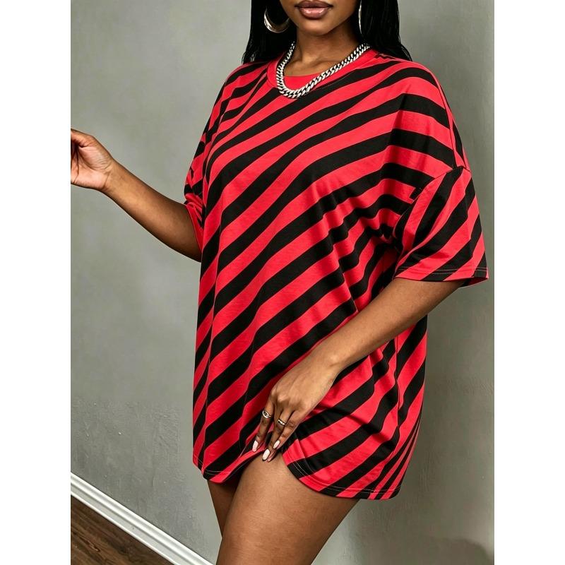 3D Printed O Neck Short Sleeved T-shirt Women's Tops Summer Fashion Striped Pattern Plus Size T-shirts