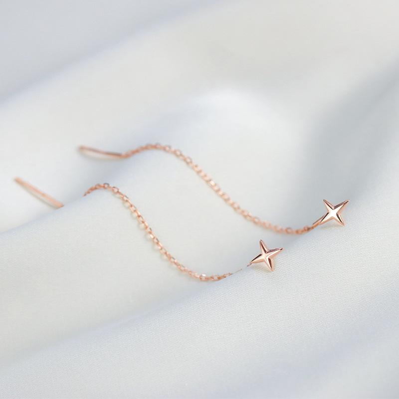 Trend Long Wire Tassel Thread Chain Climb Star Heart Beads Pendants Drop Earrings Women's Straight Hanging Earings Jewelry