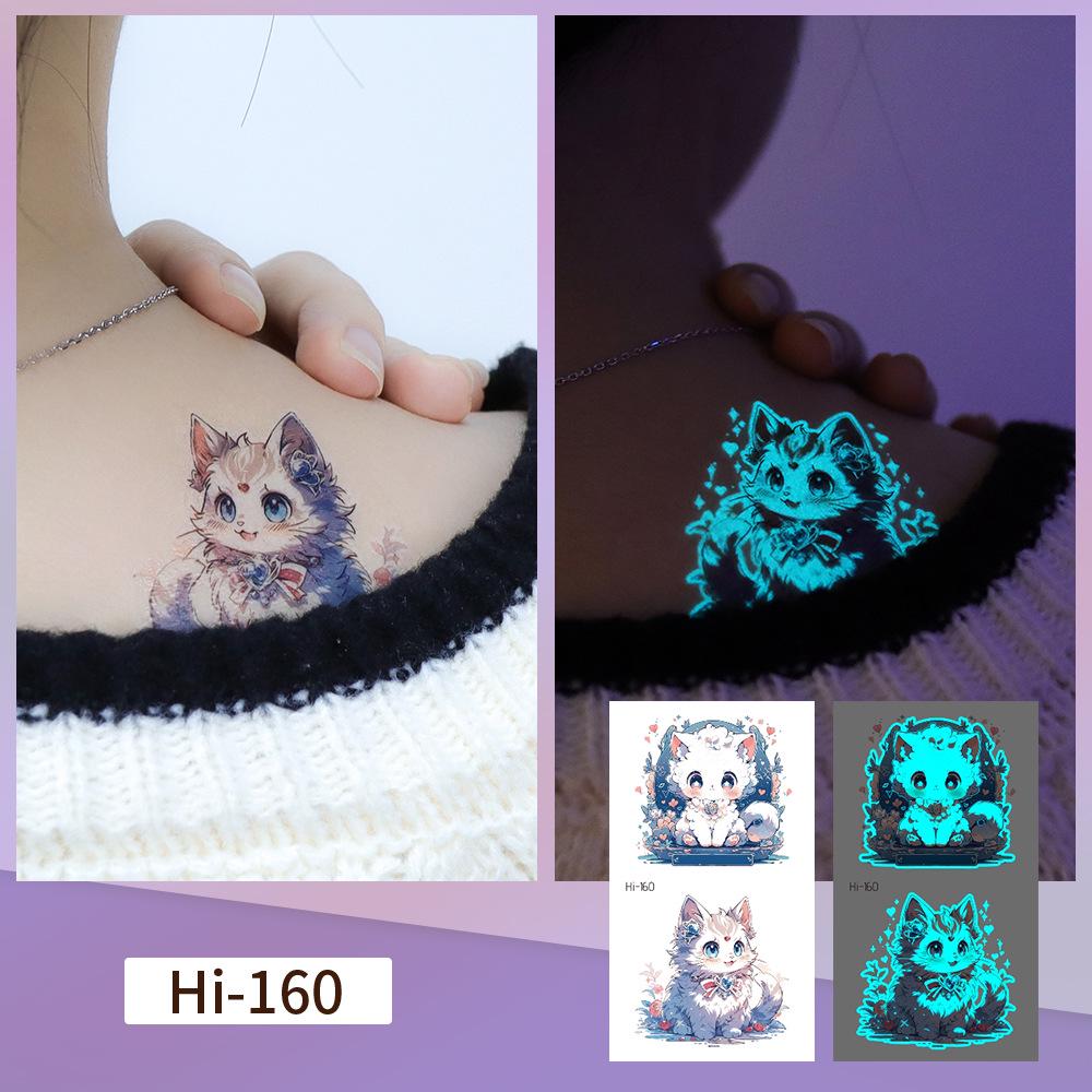 Rikalong Blaue Leuchtende Tattoo-Aufkleber: Niedliche Tierdesigns für Haustiere & Festivals