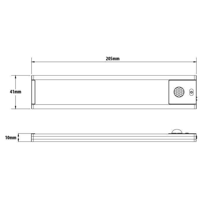Lampe LED rechargeable - LACTEA - 20 cm - 100 lumens - Détecteur de mouvement - Argent