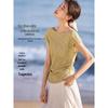 Mohanyimei Women's Textured Off-Shoulder Slim T-Shirt