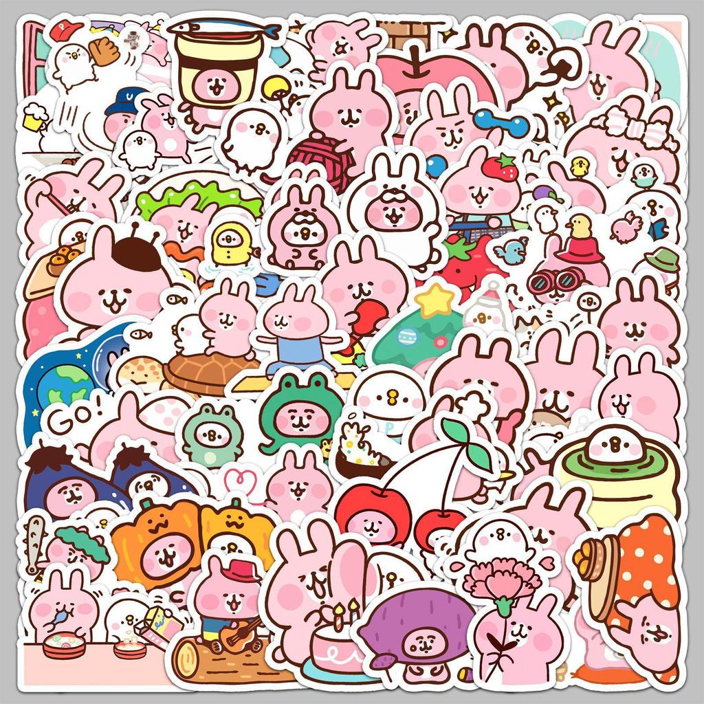 52 Kanahei Stickers: Cute Pink Rabbit Cartoon, Waterproof Decor for Notebooks & Planners
