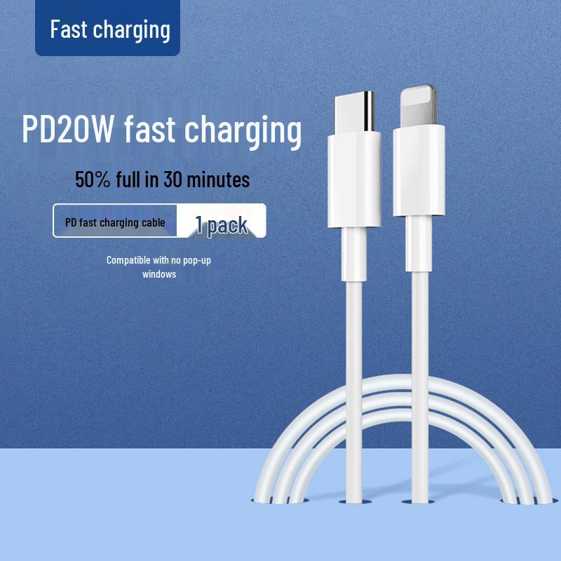 

Colorful Braided Data Cable for Apple 8/13/14 - 20W Fast Charging USB. 1m Non-braided White