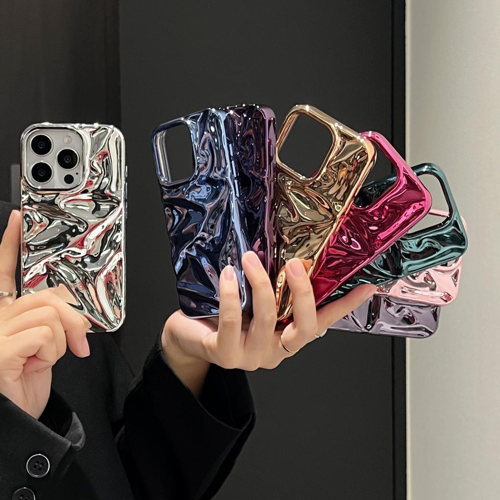 3D Plating Water Ripple Pattern Case For For Iphone 17 Air 16 15 14 13 12 Pro Max Plus 11 Soft Shockproof Protective Cover