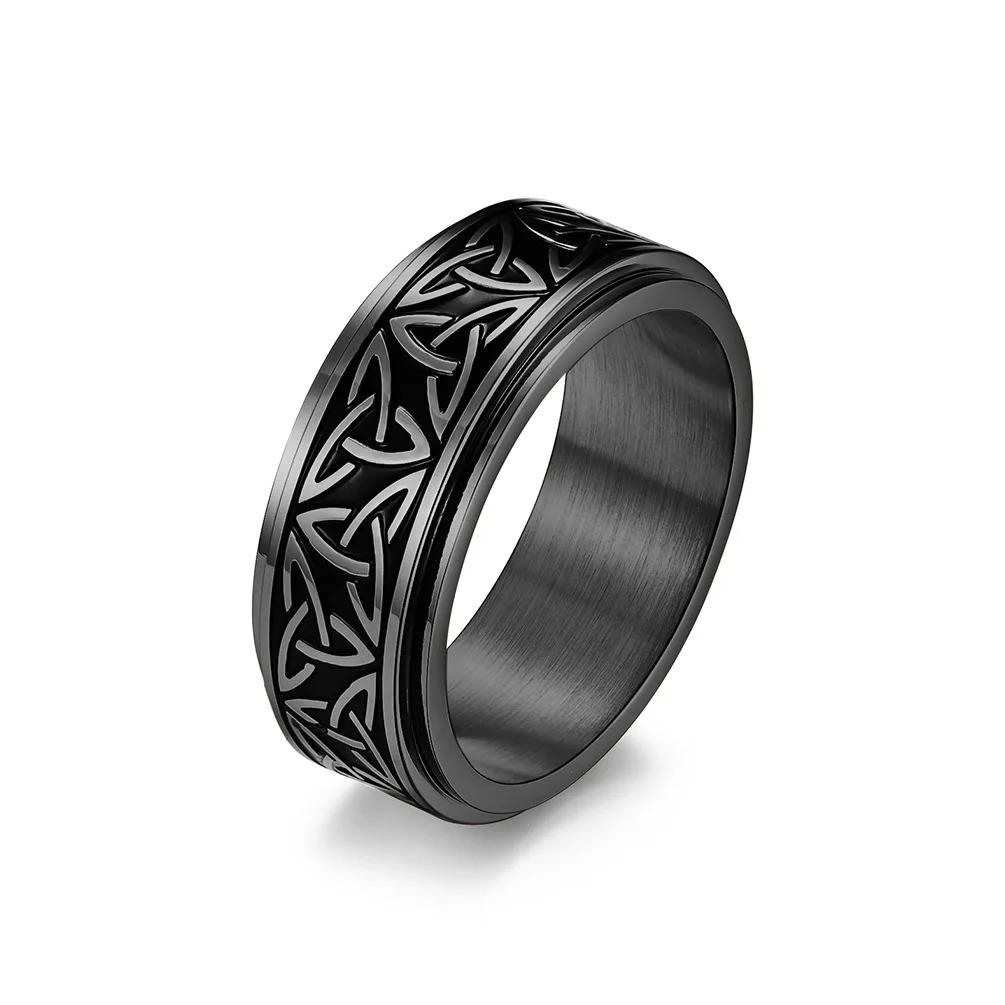 Vintage Viking Rune Rings For Men Women Retro Viking Stainless Steel Rotatable Fidget Anxiety Spinner Ring Retro Amulet